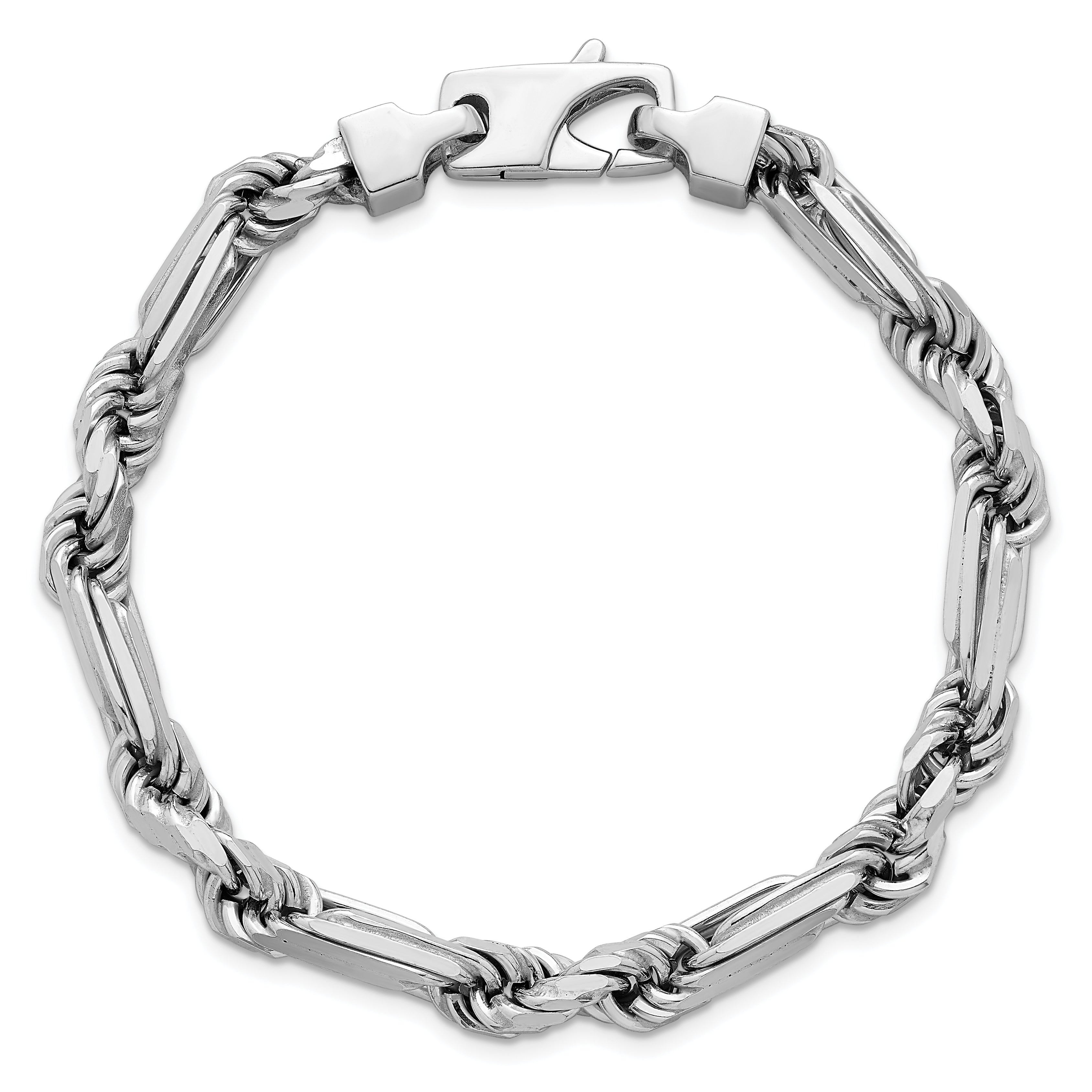 Sterling Silver Rhodium-plated Polished 7.00mm Figaro Rope Chain 8 inch Bracelet