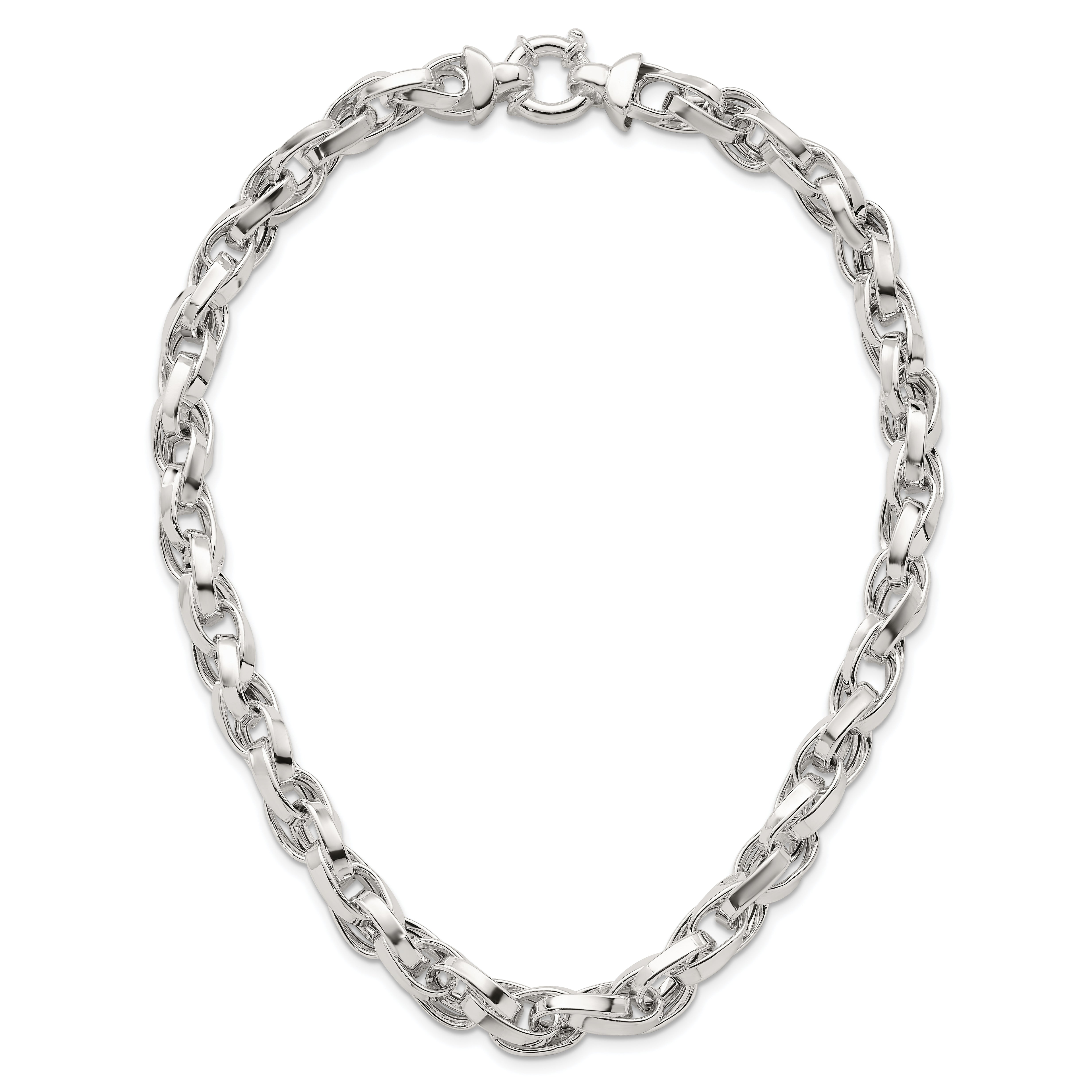 Sterling Silver Polished Double Twisted Link 18 inch Necklace