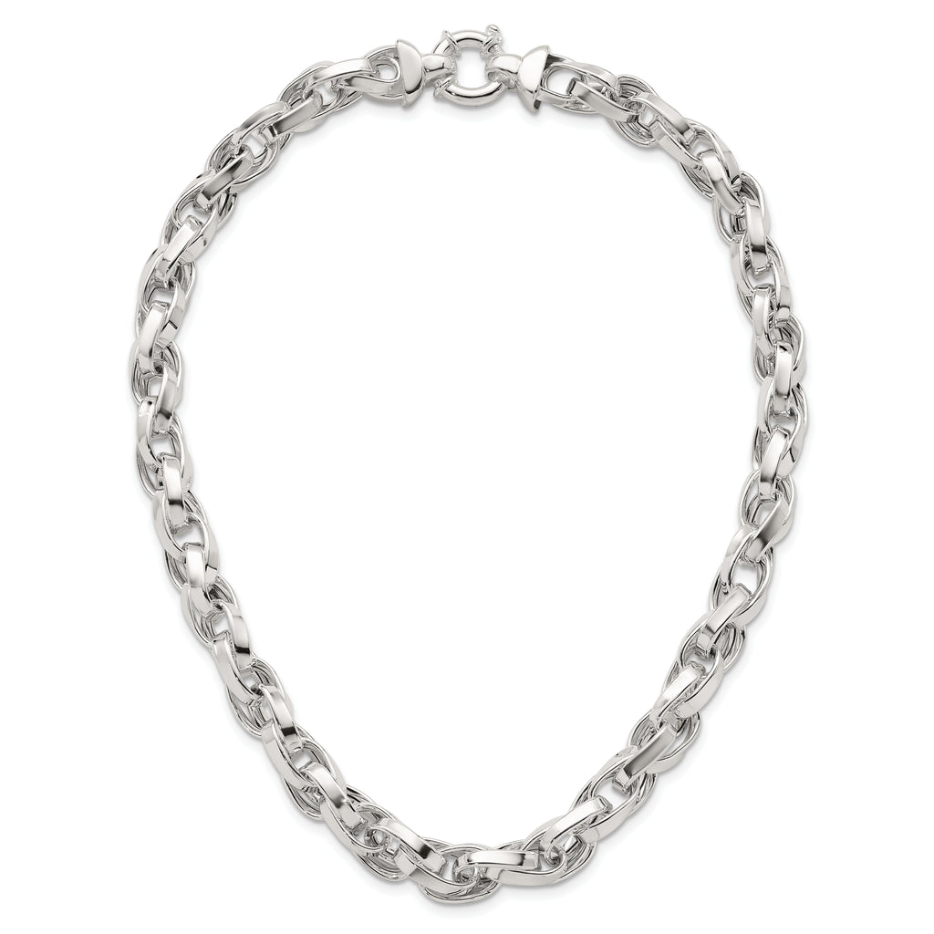 Sterling Silver Polished Double Twisted Link 18 inch Necklace