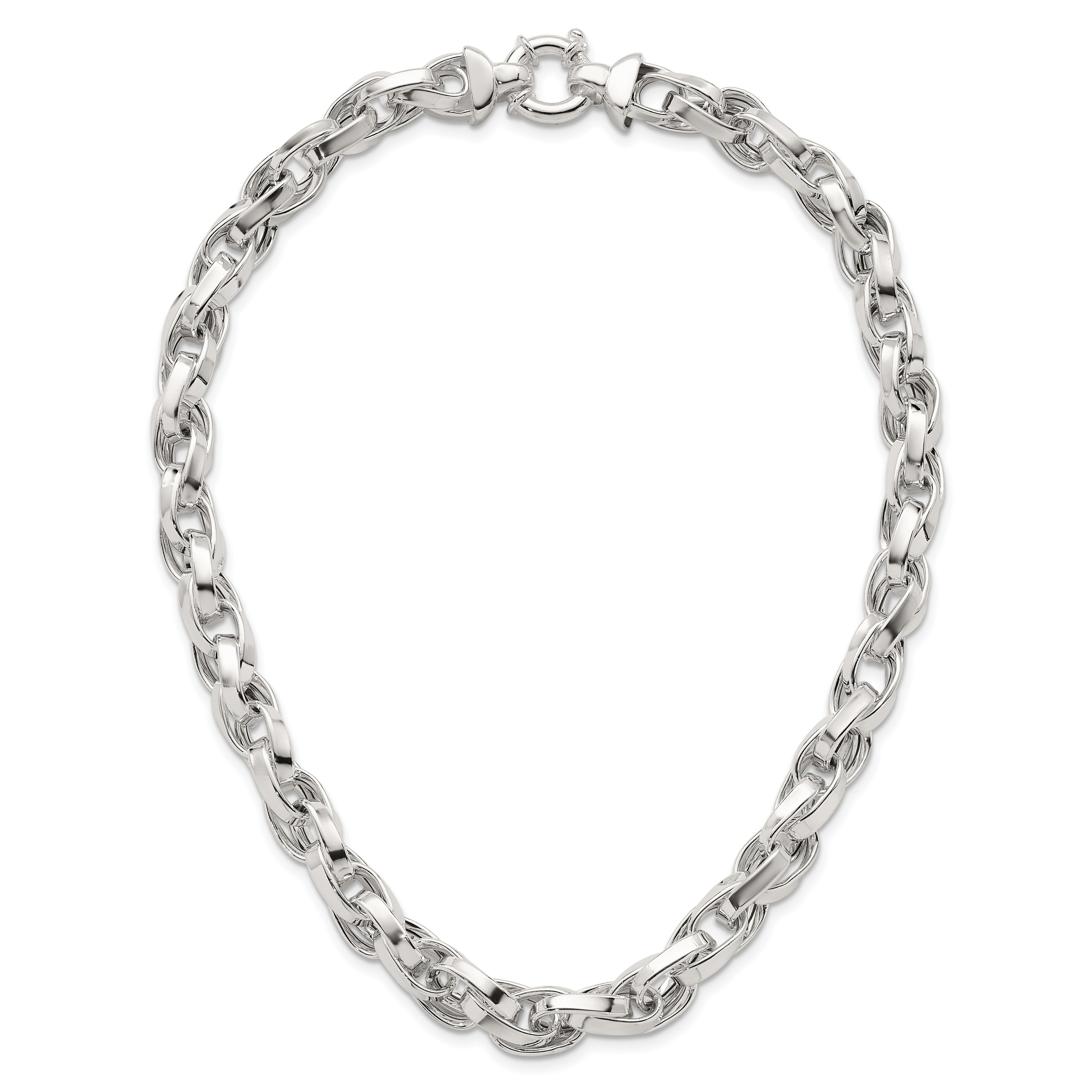 Sterling Silver Polished Double Twisted Link 18 inch Necklace