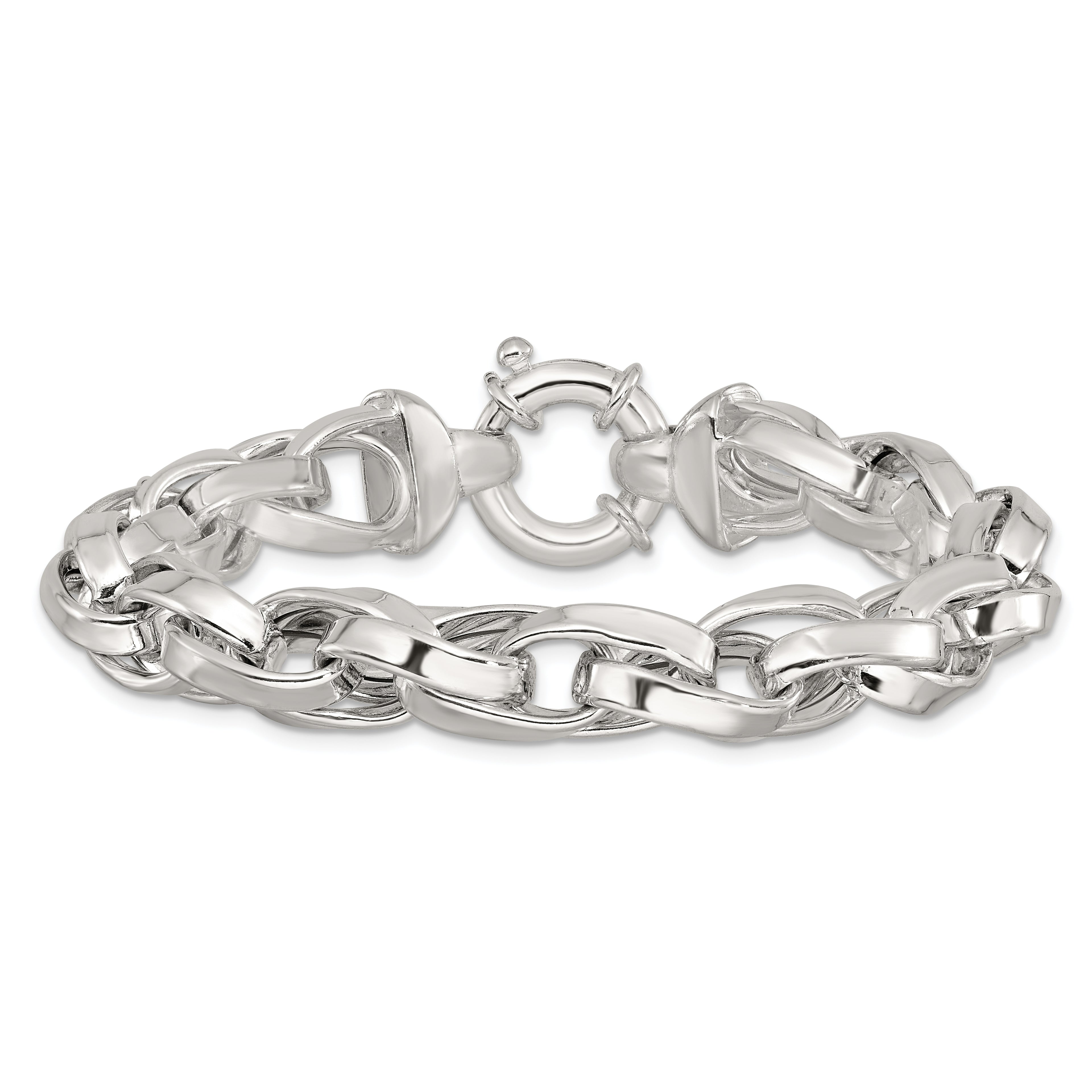 Sterling Silver Polished Double Twisted Link 7.75 inch Bracelet