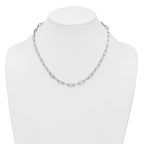 Sterling Silver Rhodium-plated Polished Fancy CZ Paperclip Chain 18 Inch Necklace