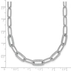 Sterling Silver Rhodium-plated Polished Fancy CZ Paperclip Chain 18 Inch Necklace