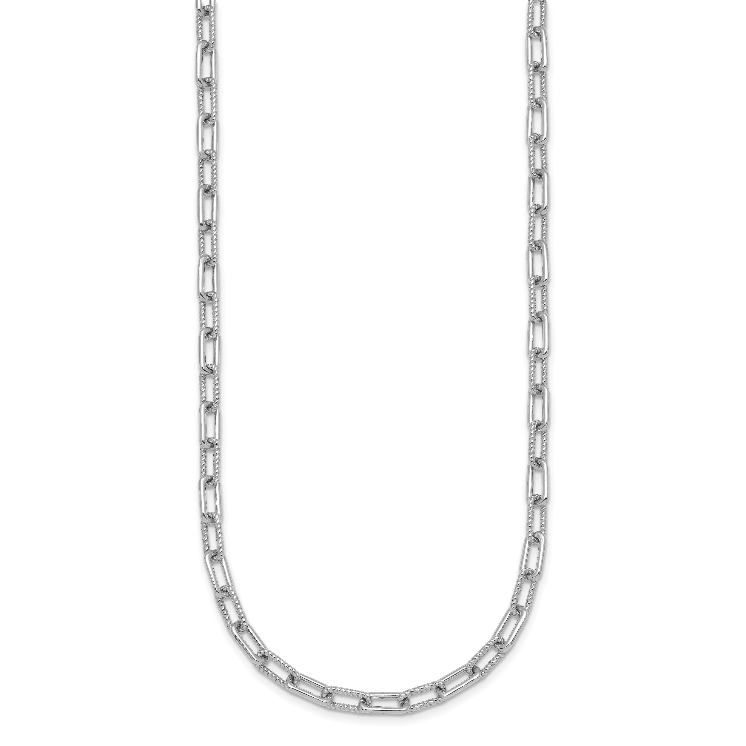 Sterling Silver Rhodium-plated Polished and Twisted Paperclip Link 16 Inch with 2 Inch Extension Necklace Secondary image