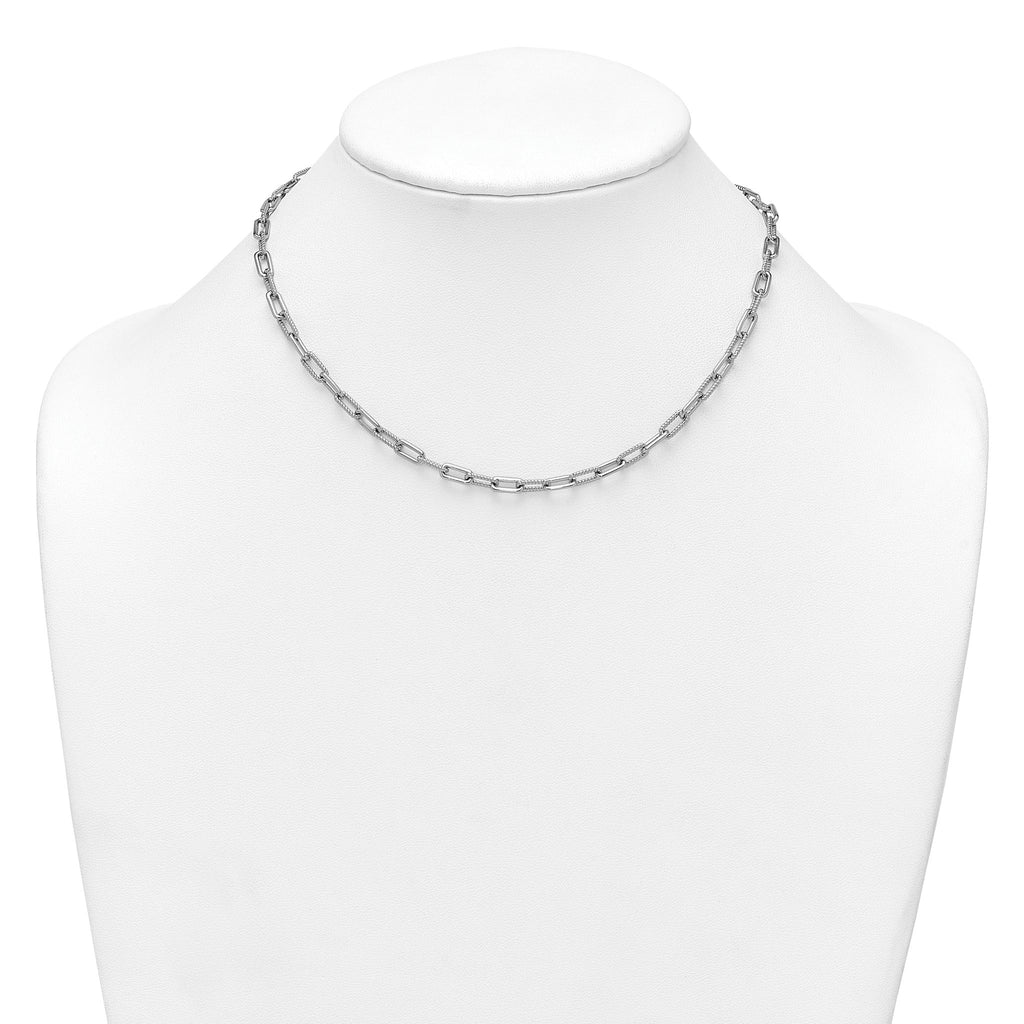 Twisted Paperclip Link Chain Necklace in Sterling Silver, 16 Inch - Sophia Jewelers