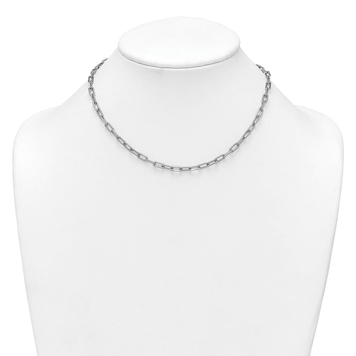 Twisted Paperclip Link Chain Necklace in Sterling Silver, 16 Inch - Sophia Jewelers