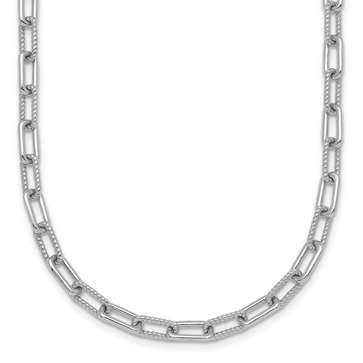 Twisted Paperclip Link Chain Necklace in Sterling Silver, 16 Inch - Sophia Jewelers