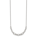 Sterling Silver Polished Fancy Graduated Cable Link 16 Inch with 2 Inch Extension Necklace