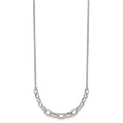Sterling Silver Polished Fancy Graduated Cable Link 16 Inch with 2 Inch Extension Necklace