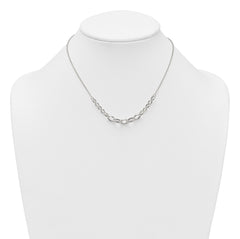 Sterling Silver Polished Fancy Graduated Cable Link 16 Inch with 2 Inch Extension Necklace