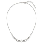 Sterling Silver Polished Fancy Graduated Cable Link 16 Inch with 2 Inch Extension Necklace