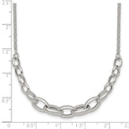 Sterling Silver Polished Fancy Graduated Cable Link 16 Inch with 2 Inch Extension Necklace