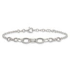 Sterling Silver Polished Fancy Graduated Cable Link 7 Inch with 1 Inch Extension Bracelet