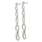 Sterling Silver Polished Graduated Cable Link Post Dangle Earrings