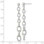 Sterling Silver Polished Graduated Cable Link Post Dangle Earrings