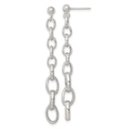 Sterling Silver Polished Graduated Cable Link Post Dangle Earrings