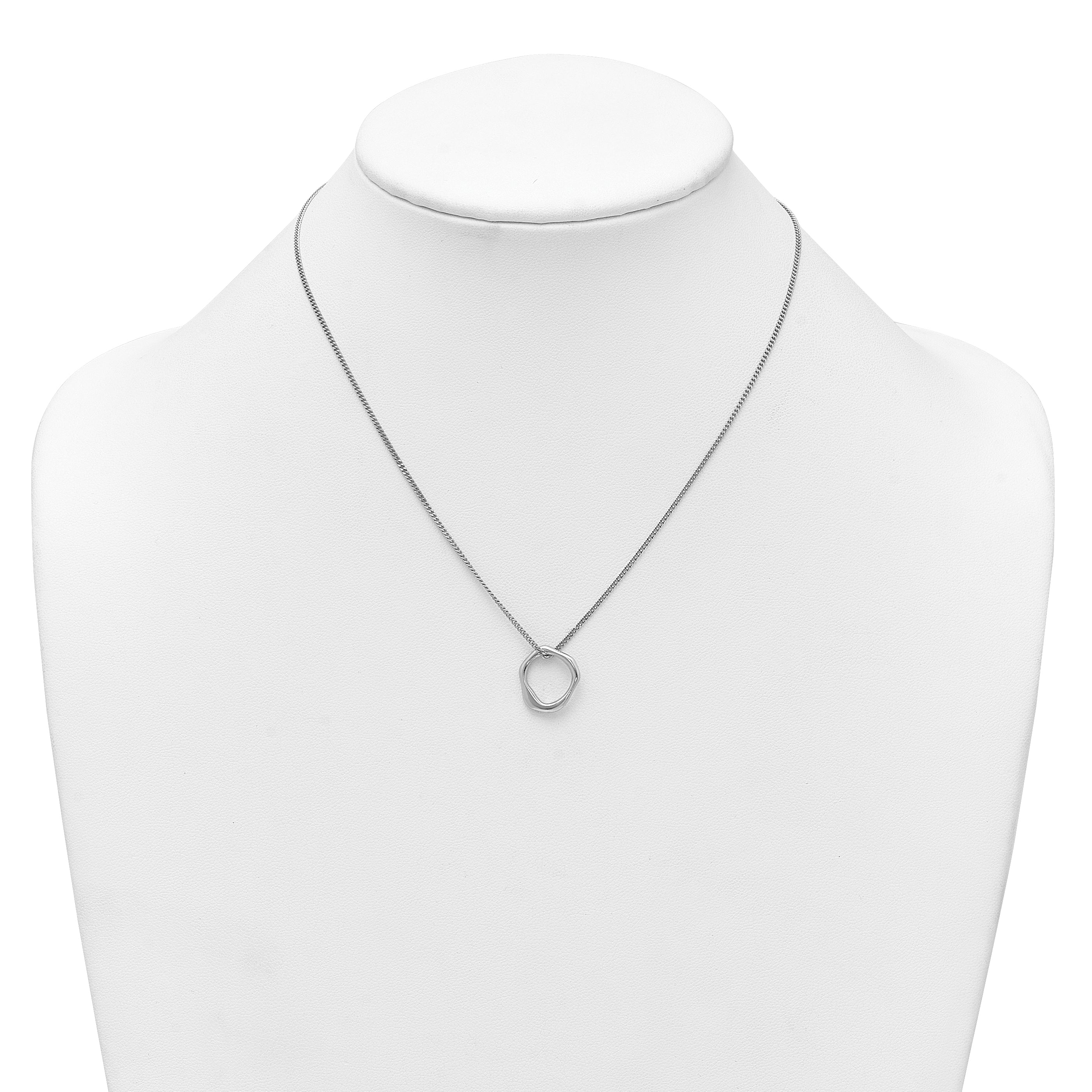 Sterling Silver Rhodium-plated Polished 16 inch with 2 inch extender Abstract Necklace