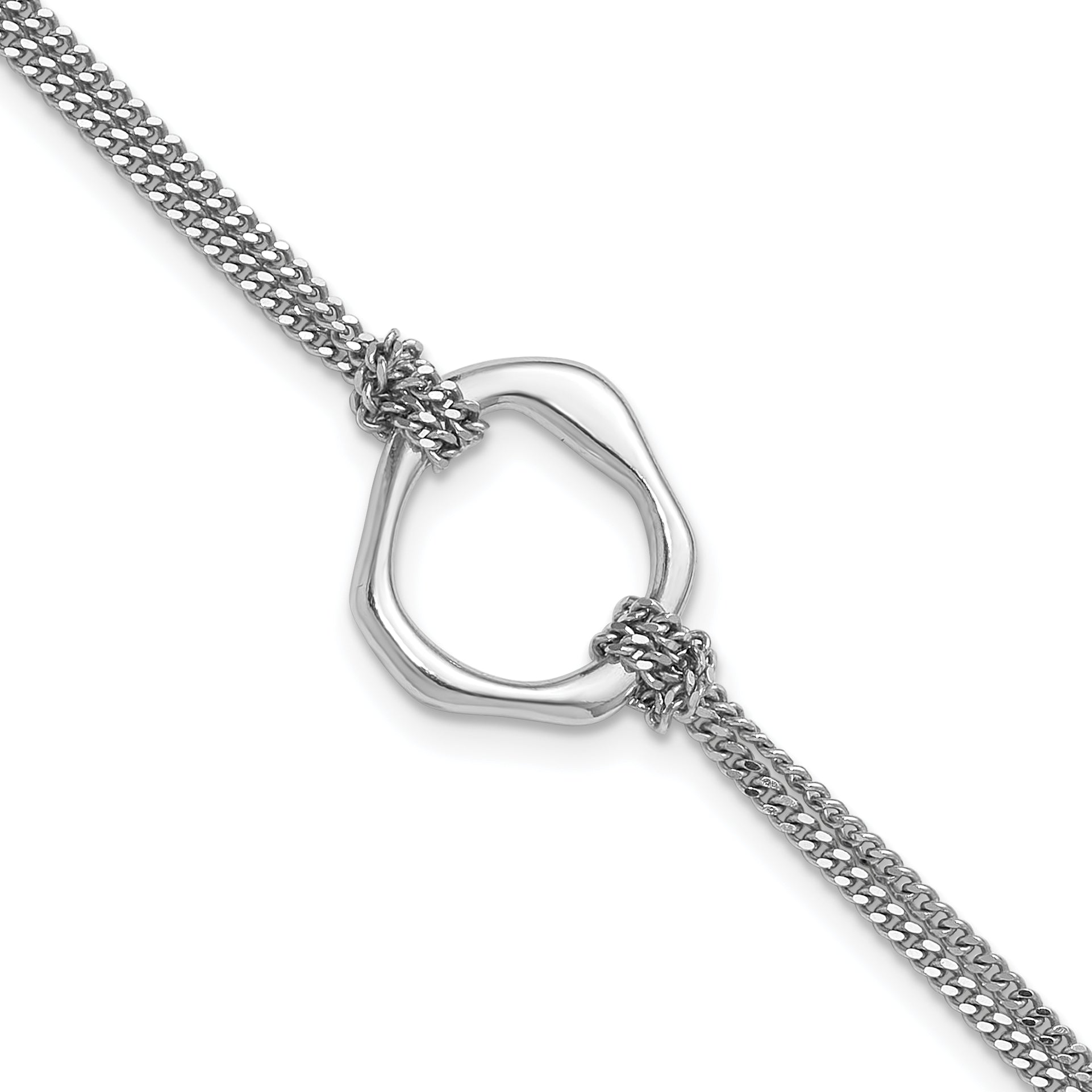 Sterling Silver Rhodium-plated Polished 7 inch with 1 inch extender Abstract 2-Strand Bracelet Main image