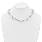 Sterling Silver Polished Triangle Round and Oval Link 17.5 inch Necklace