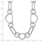 Sterling Silver Polished Triangle Round and Oval Link 17.5 inch Necklace