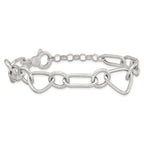 Sterling Silver Polished Triangle Round and Oval Link 8 inch with 1 inch extender Bracelet