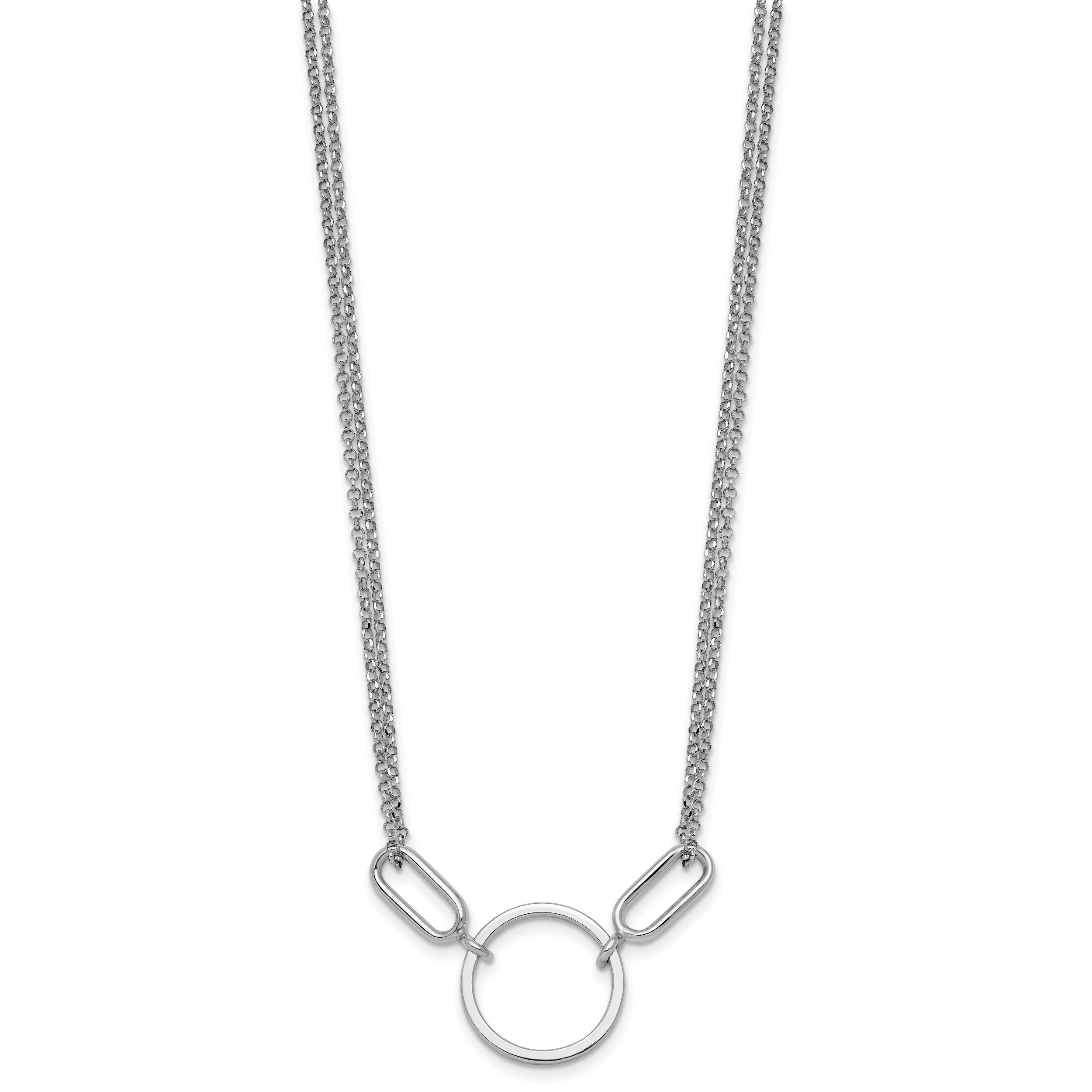 Sterling Silver Rhodium-plated Polished Circle 16 inch with 1 inch extension Necklace Secondary image