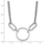 Sterling Silver Rhodium-plated Polished Circle 16 inch with 1 inch extension Necklace