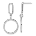 Sterling Silver Rhodium-plated Polished Circle Post Dangle Earrings