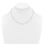Sterling Silver Polished and Beaded CZ 16.75 inch with 0.5 inch Extension Necklace