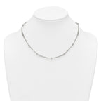 Sterling Silver Polished and Beaded Fancy Double-Strand Link 17.5 inch Necklace