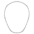 Sterling Silver Polished and Beaded Fancy Double-Strand Link 17.5 inch Necklace