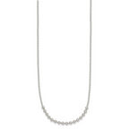 Sterling Silver Polished Center Beaded 18 Inch Necklace