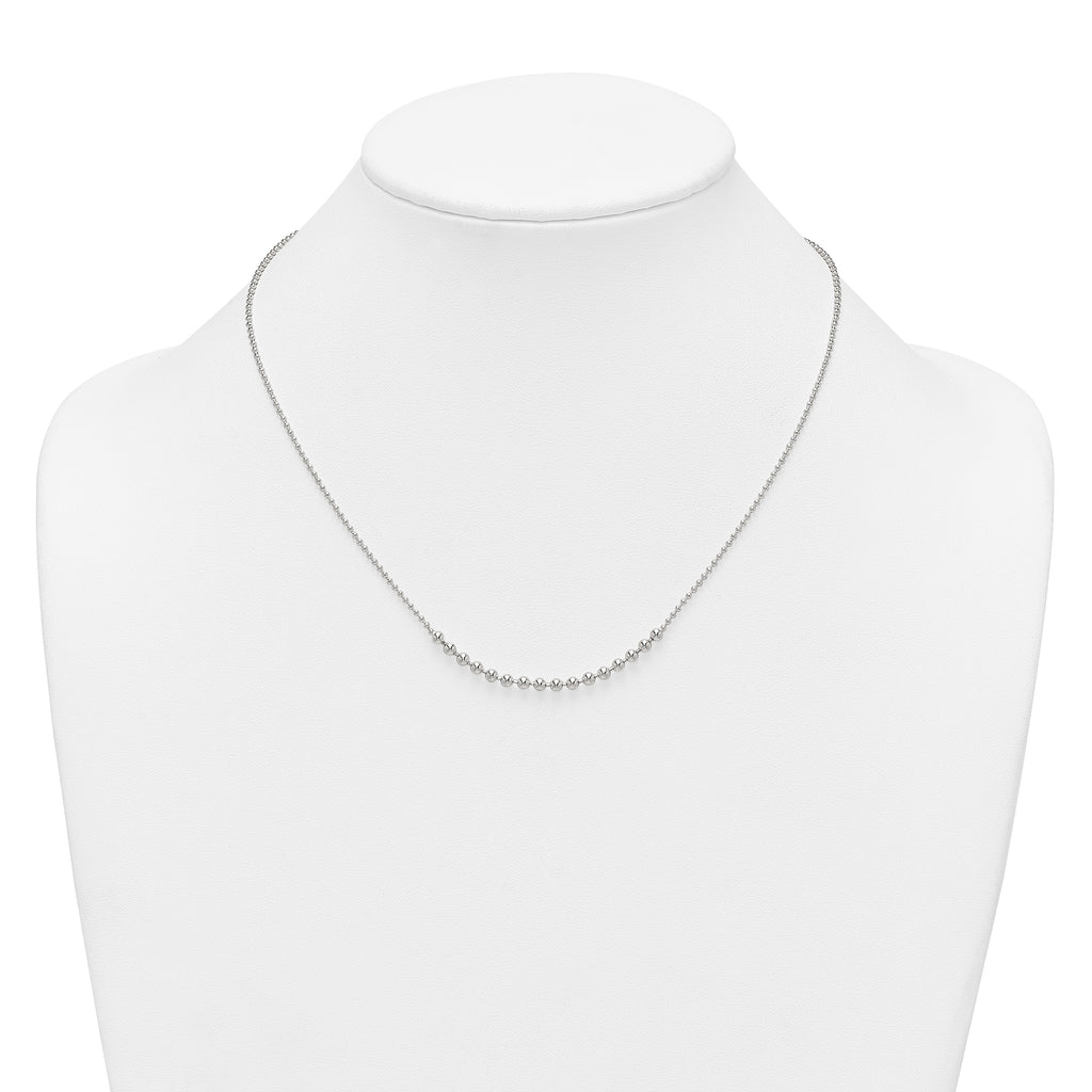 Sterling Silver Polished Center Beaded 18 Inch Necklace