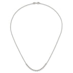 Sterling Silver Polished Center Beaded 18 Inch Necklace