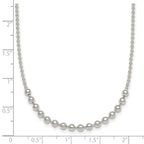 Sterling Silver Polished Center Beaded 18 Inch Necklace