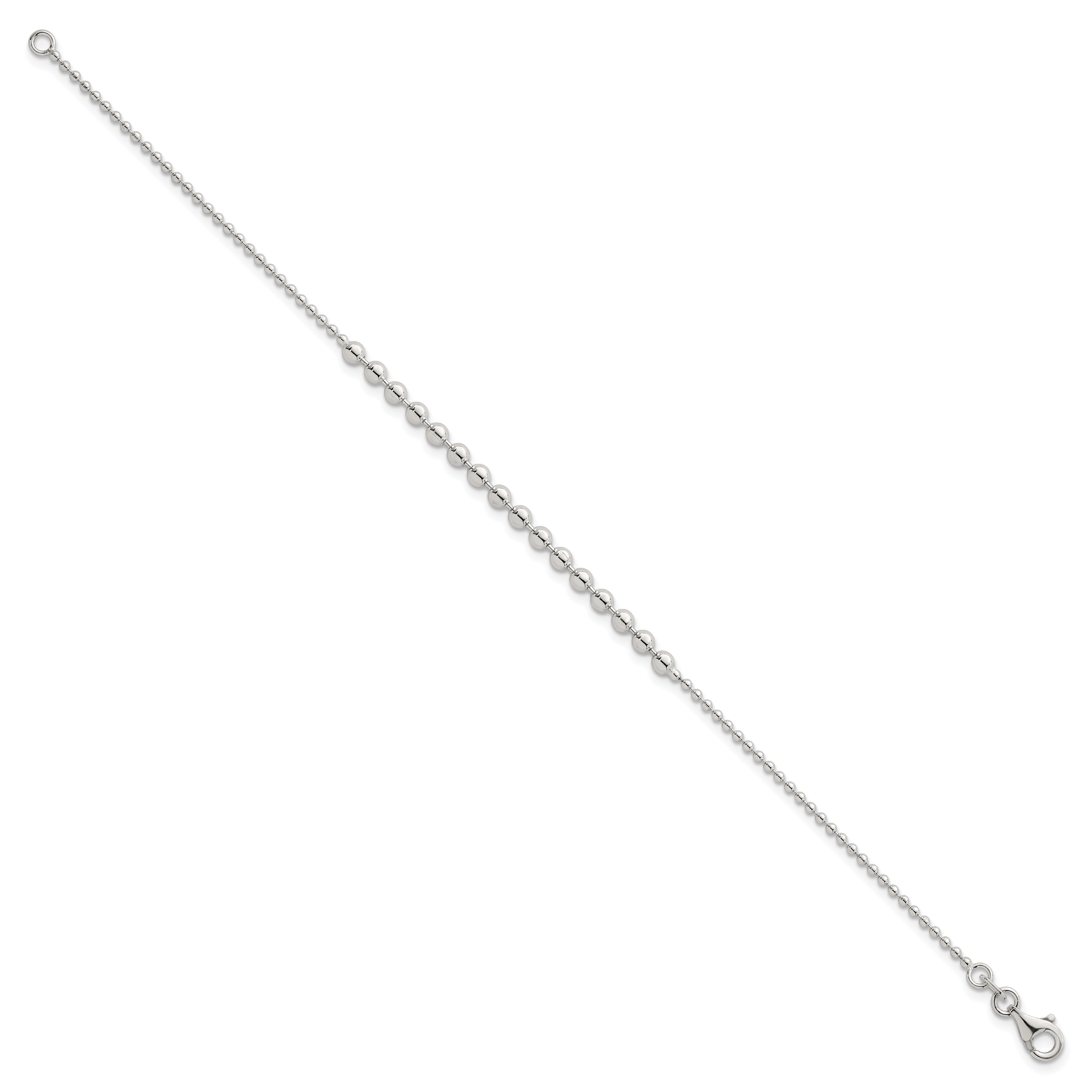 Sterling Silver Polished Center Beaded 7.5 Inch Bracelet Secondary image