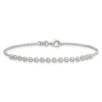 Sterling Silver Polished Center Beaded 7.5 Inch Bracelet