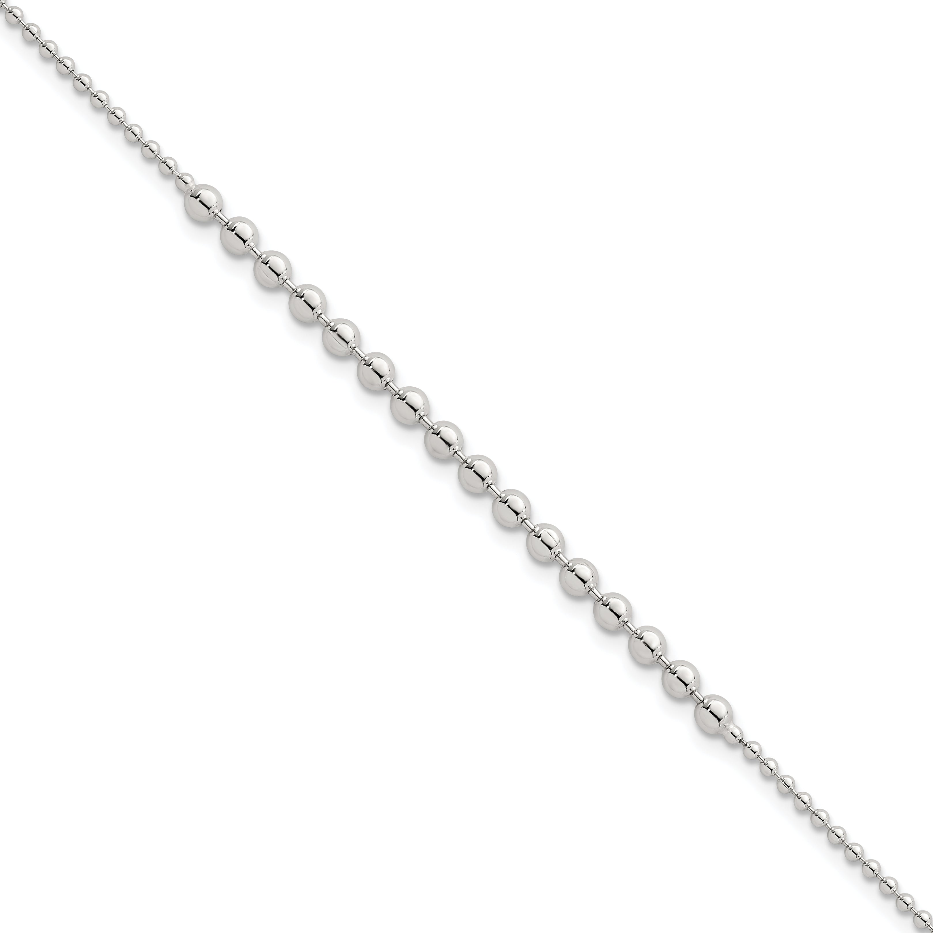 Sterling Silver Polished Center Beaded 7.5 Inch Bracelet Main image