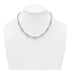 Sterling Silver Polished and Multi-Size Beads 17 Inch Necklace