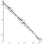 Sterling Silver Polished and Multi-Size Beads 7.5 Inch Bracelet