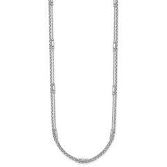 Sterling Silver Rhodium-plated Polished 2-strand 16 inch with 2 inch extender Necklace