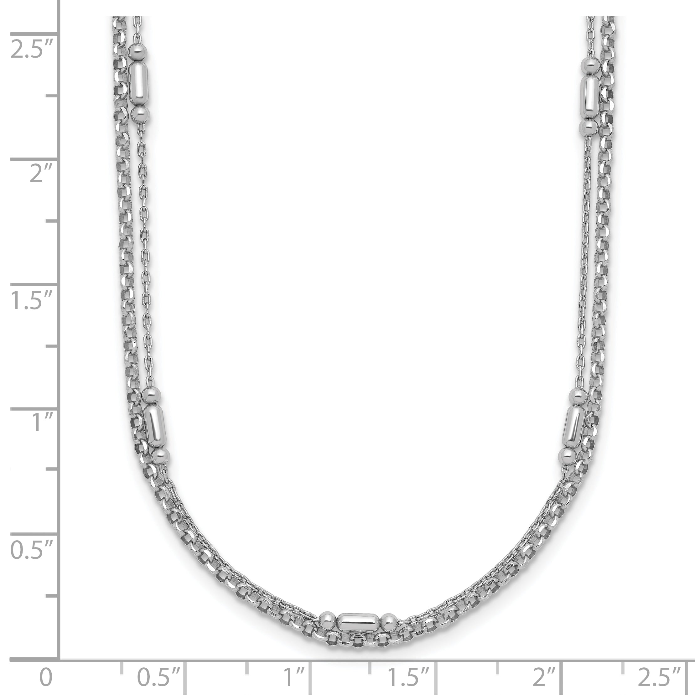 Sterling Silver Rhodium-plated Polished 2-strand 16 inch with 2 inch extender Necklace