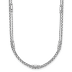 Sterling Silver Rhodium-plated Polished 2-strand 16 inch with 2 inch extender Necklace