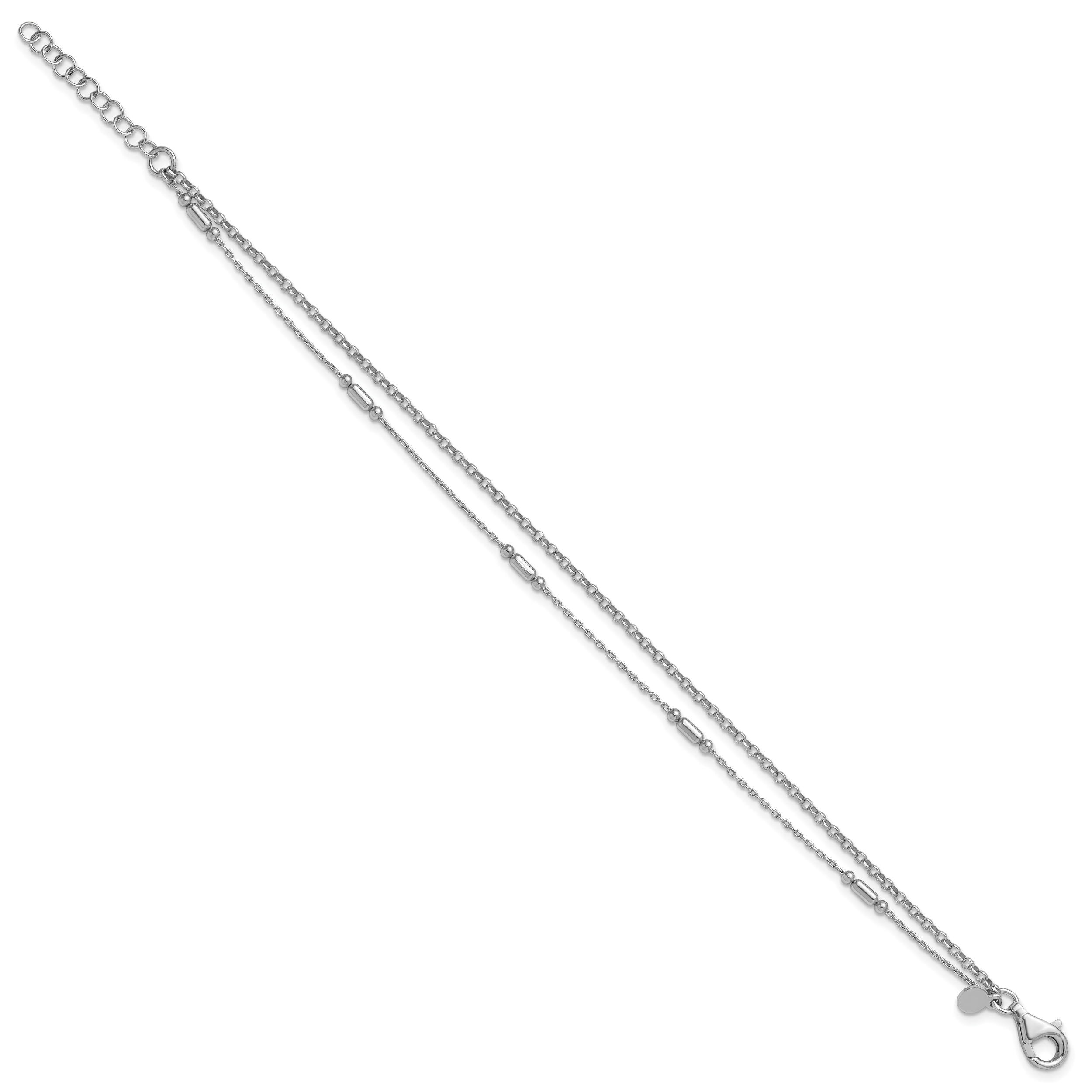 Sterling Silver Rhodium-plated Polished 2-strand 7 inch with 1 inch extender Bracelet Secondary image