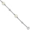 Sterling Silver Rhodium-plated Polished CZ and Shell Pearl 8-Station 7 inch with 0.5 inch Extender Bracelet