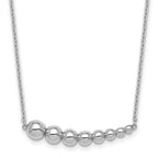 Sterling Silver Rhodium-plated Graduated Beaded 16 inch with 1.5 inch Extension Necklace