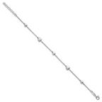 Sterling Silver Rhodium-plated Polished Five Puffed Hearts 7 inch with 1 inch Extender Bracelet