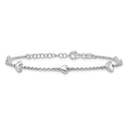 Sterling Silver Rhodium-plated Polished Five Puffed Hearts 7 inch with 1 inch Extender Bracelet