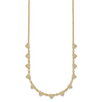 Sterling Silver Gold-tone Polished Pave CZ Hearts 16 Inch with 2 Inch Extension Necklace