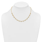 Sterling Silver Gold-tone Polished Pave CZ Hearts 16 Inch with 2 Inch Extension Necklace